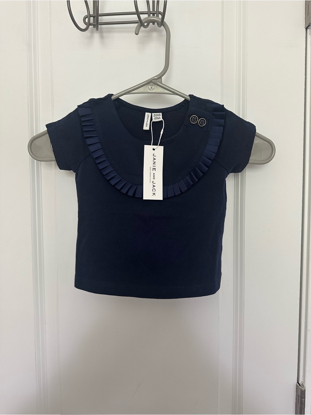 Janie and Jack Navy Pleated Yoke Top